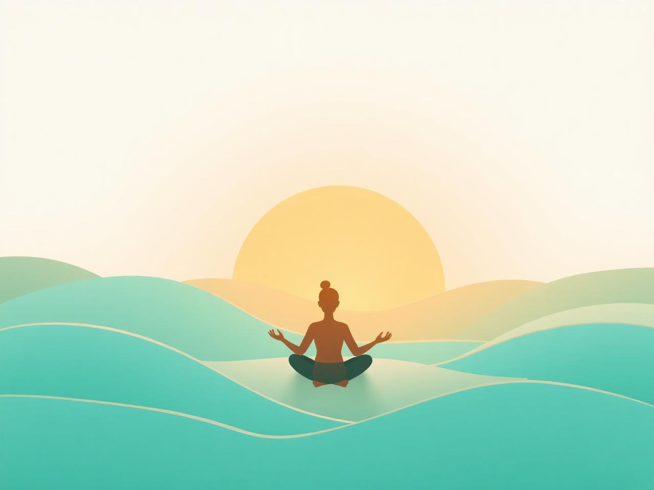 Pessoa meditando ao nascer do sol, representando bem-estar e saúde mental